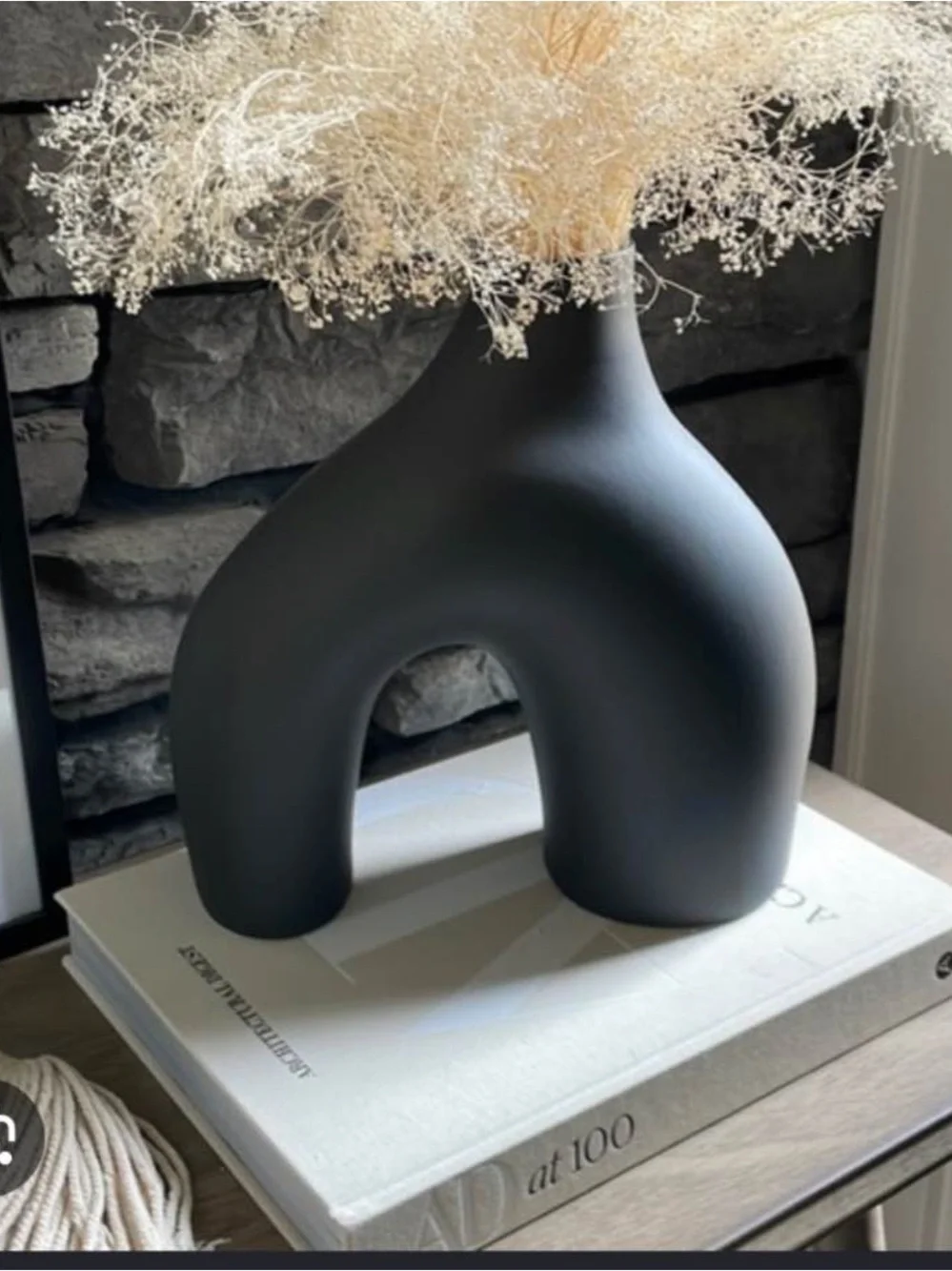 H&M Home Stoneware Geometric Contemporary Ceramic Sculptural Vase Large Black